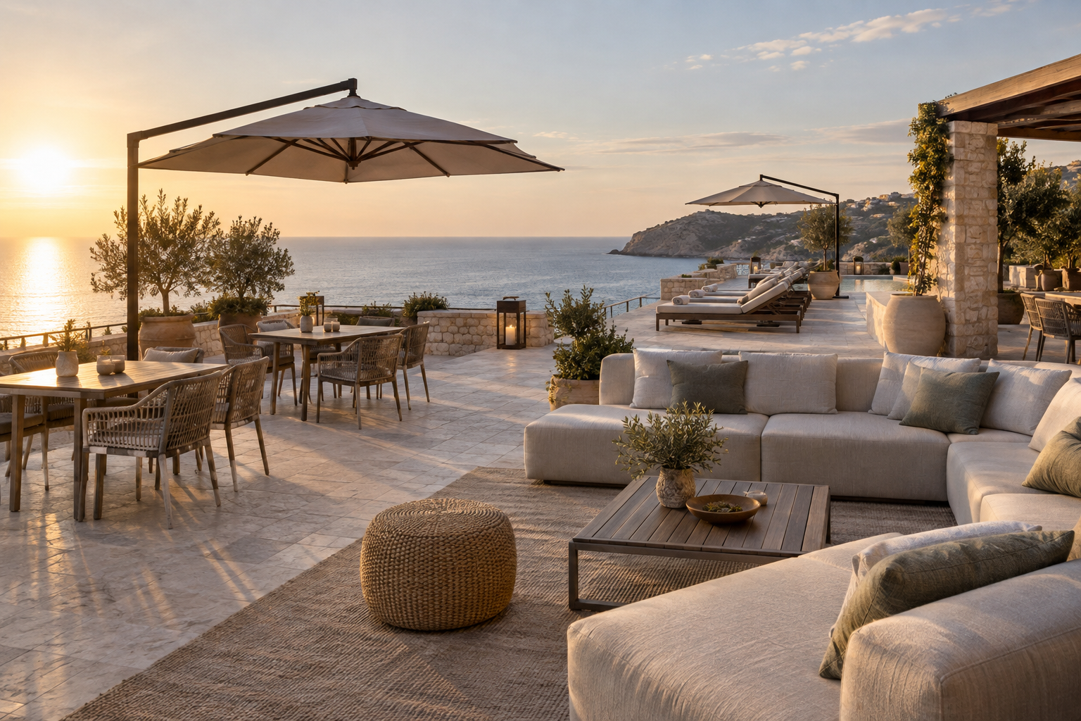 Outdoor furniture installed for a completed hospitality project